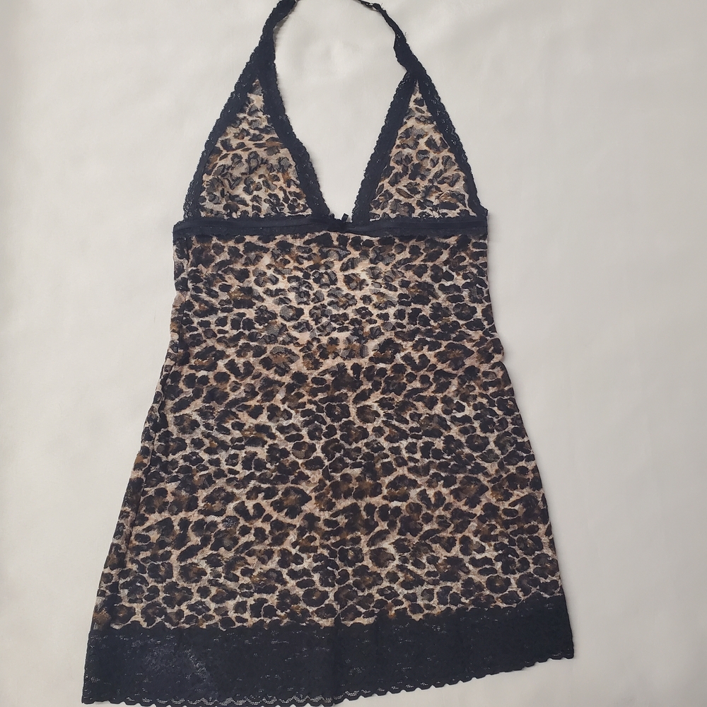 Victoria's Secret S Vintage Y2K "The Lacie" Cheetah Print Halter Chemise